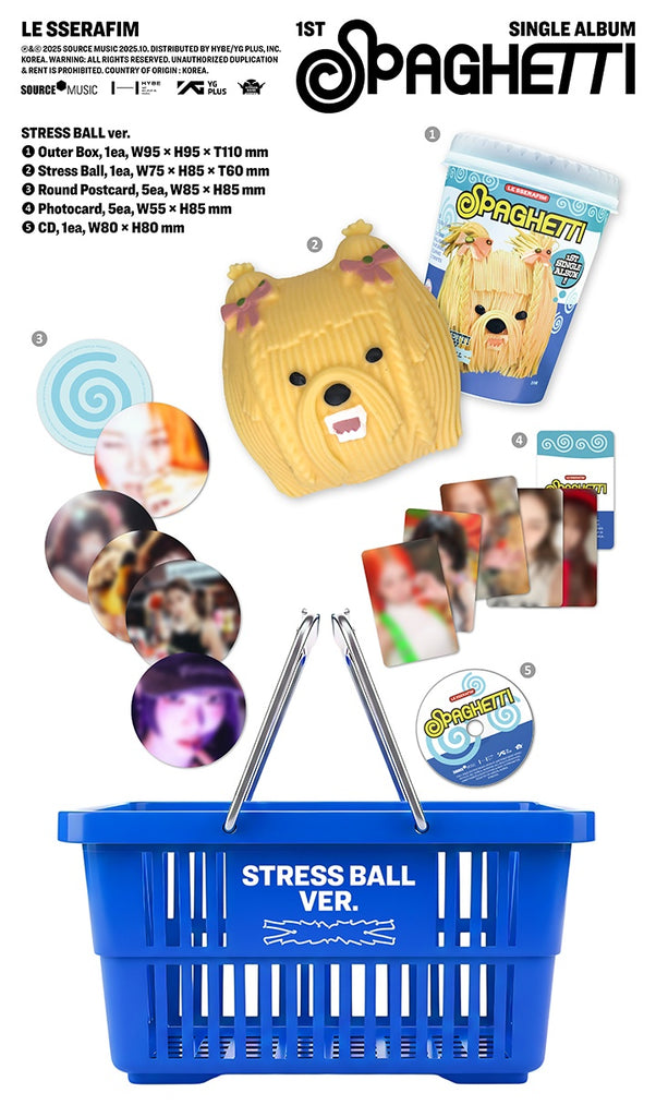 LE SSERAFIM SPAGHETTI 1st Single Album Stress Ball Version SEOULSTATION berlin Lieferumfang Stressball Puppy