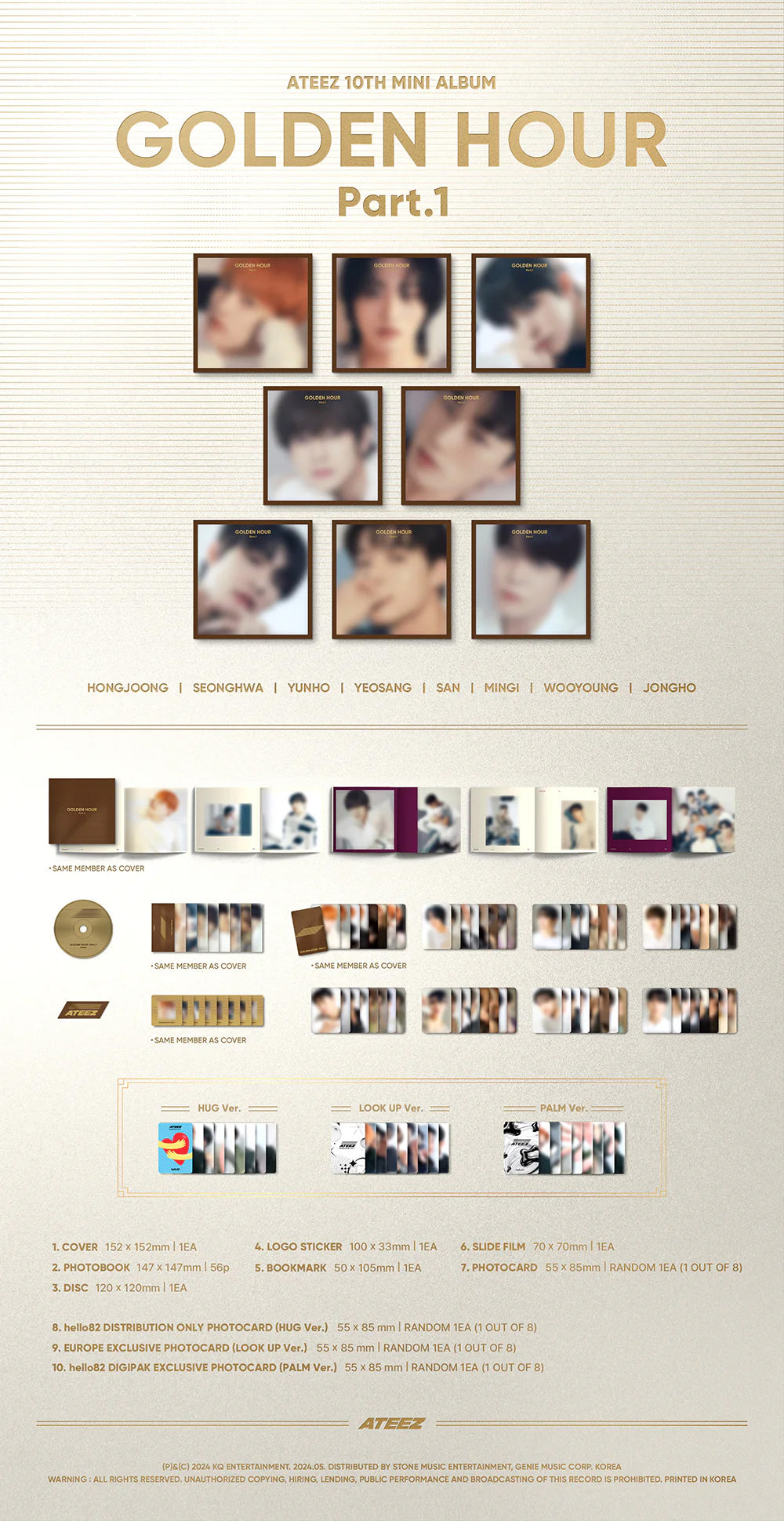 hello82 UK exclusive) ATEEZ - (10th Mini Album) GOLDEN HOUR : Part 